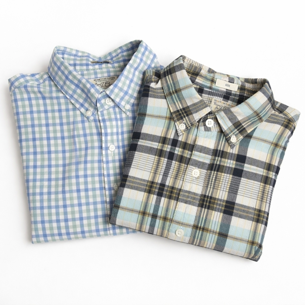 J.Crew Button Down Bundle Slim + Classic Madras Gingham/Plaid Shirts Sz M